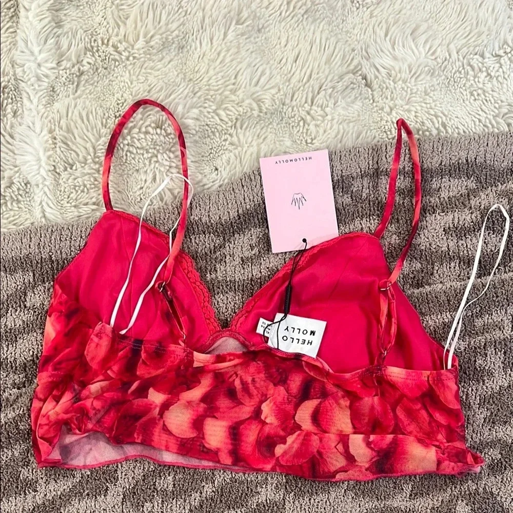 Hello Molly Shopaholic Girl Mesh Floral Crop Top